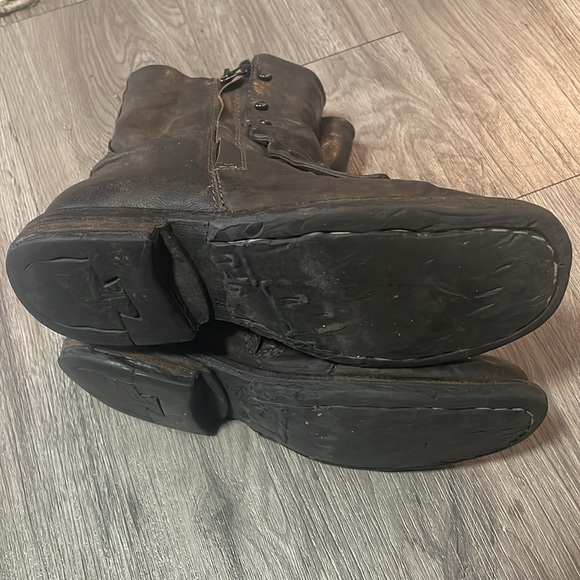A S 98  Brown Square Toed Twin Brown Spat Front Button Design Boots EUC - Picture 10 of 13